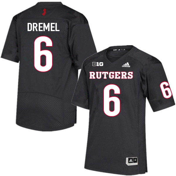 Men #6 Christian Dremel Rutgers Scarlet Knights College Football Jerseys Sale-Black